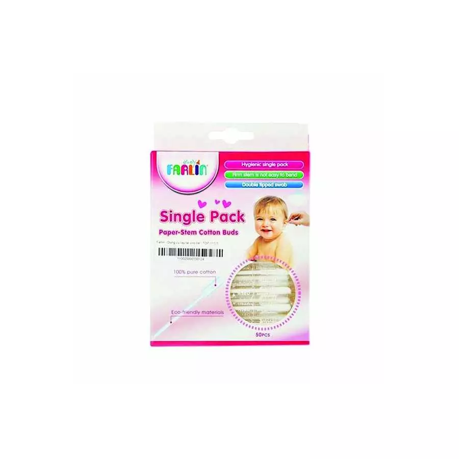 Farlin Paper Stem Cotton Buds Single Pack 50 Pieces