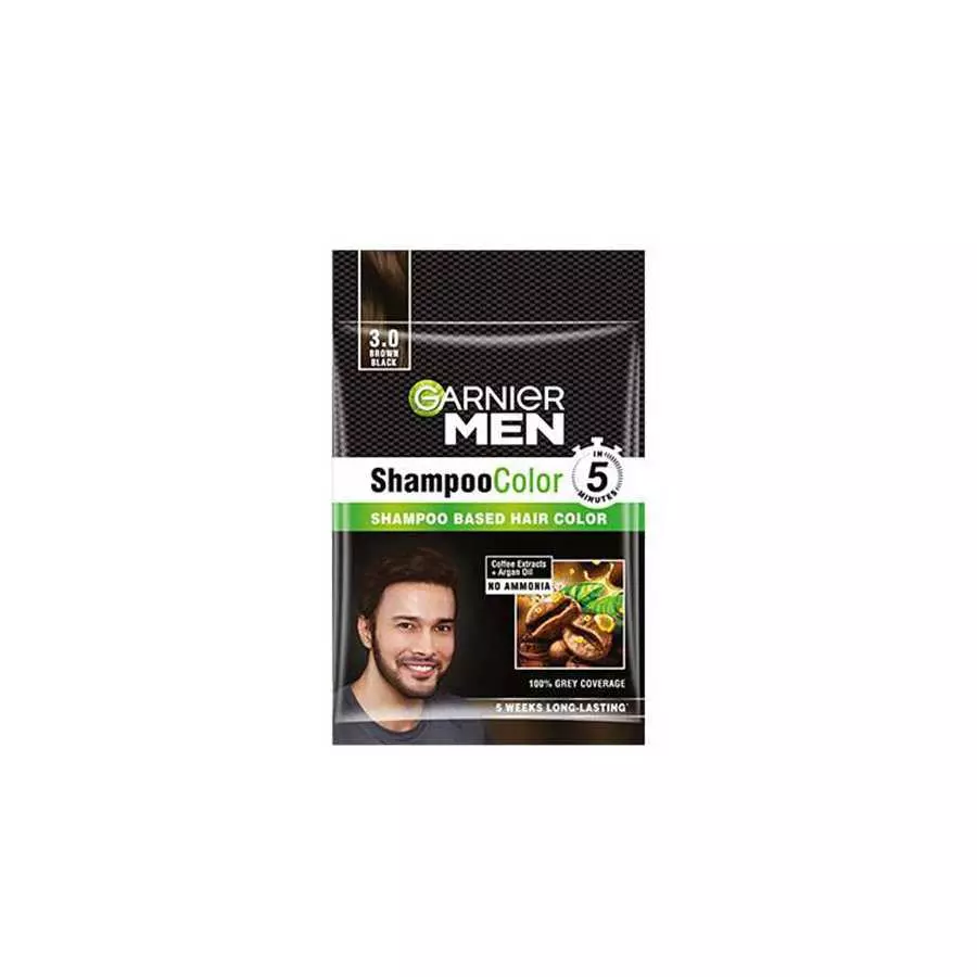 Garnier Men Shampoo Hair Color Shade 3.0 Brown Black 15ML